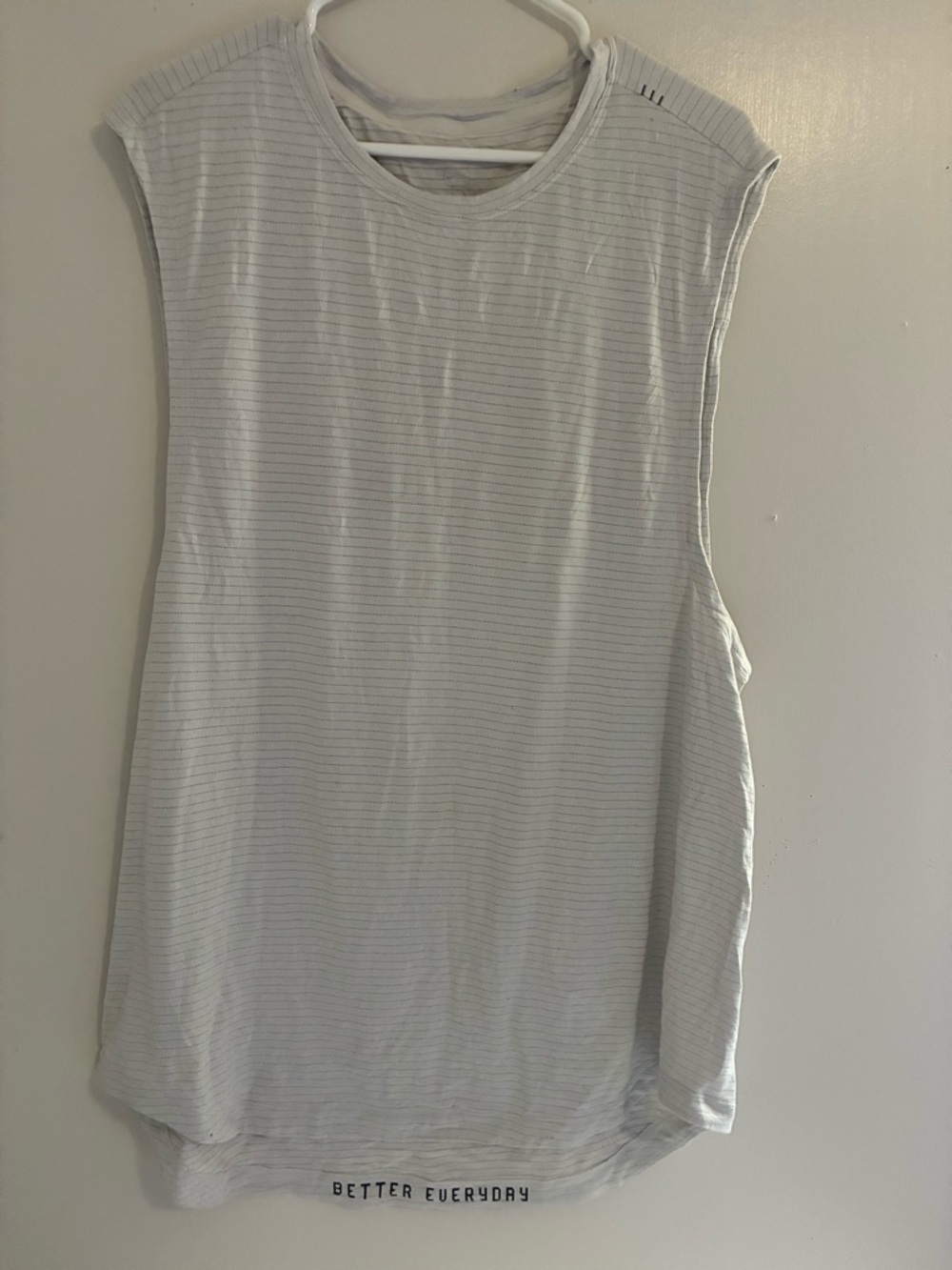 Lululemon Mens Tank Light Gray Stripe Large